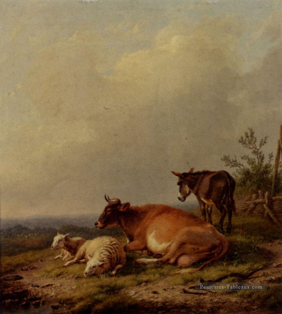 Une Vache Un Mouton Et Un Âne Eugène Verboeckhoven animal Peintures à l'huile